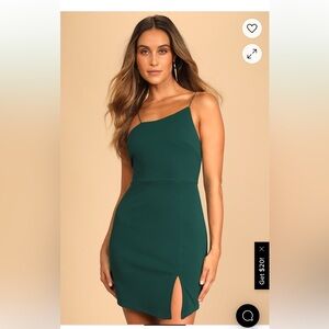 Lulus Party for Two Emerald Green Asymmetrical Bodycon Mini Dress•NWT